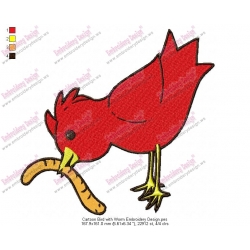 Cartoon Bird with Worm Embroidery Design